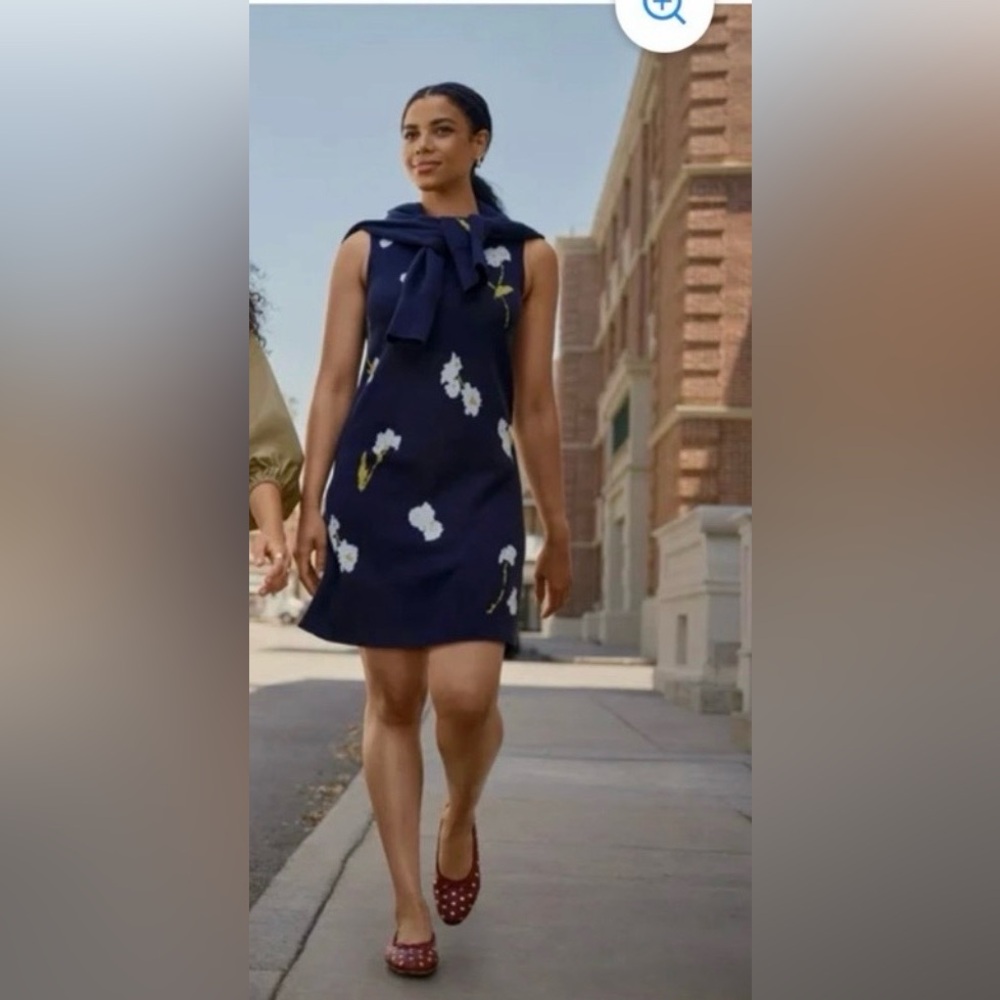Free Assembly Navy Floral Sweater Dress and Cardigan S/M